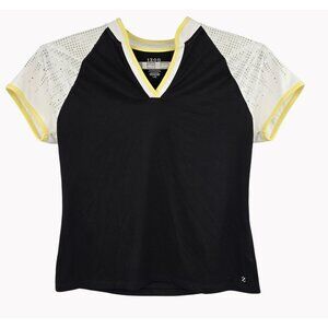 IZOD PerformX Cool FX Womens L Black White V Neck Activewear Athletic Top